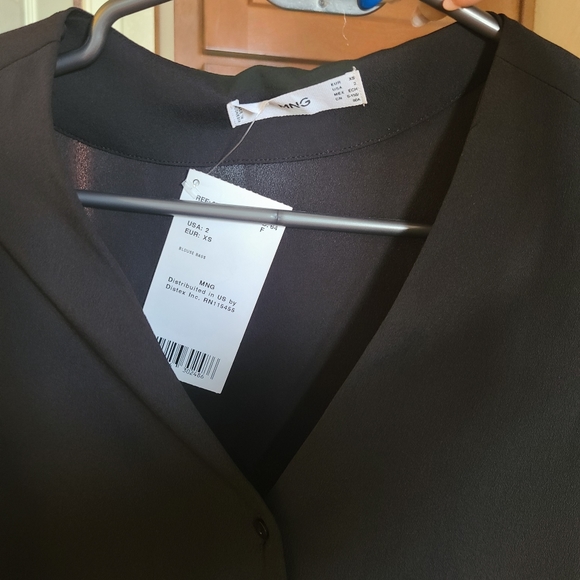 Mango blouse with puff sleeve button v neck preppy vintage style NWT - Picture 5 of 7